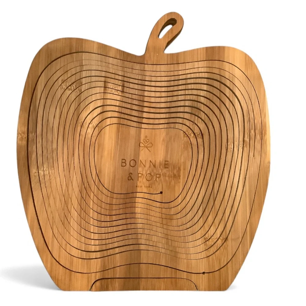 Bonnie & Pop Williams Sonoma Apple Wooden Collapsible Basket Tray Serving Dish